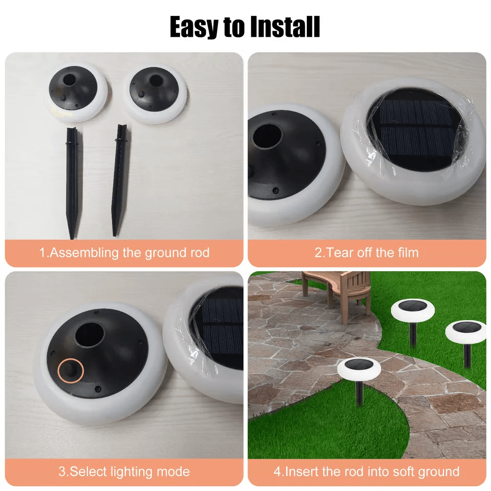 2Pcs Outdoor Solar Pathway Light 7 Color Landscape Lamp For Yard Waterproof LED Garden Lights For C 4