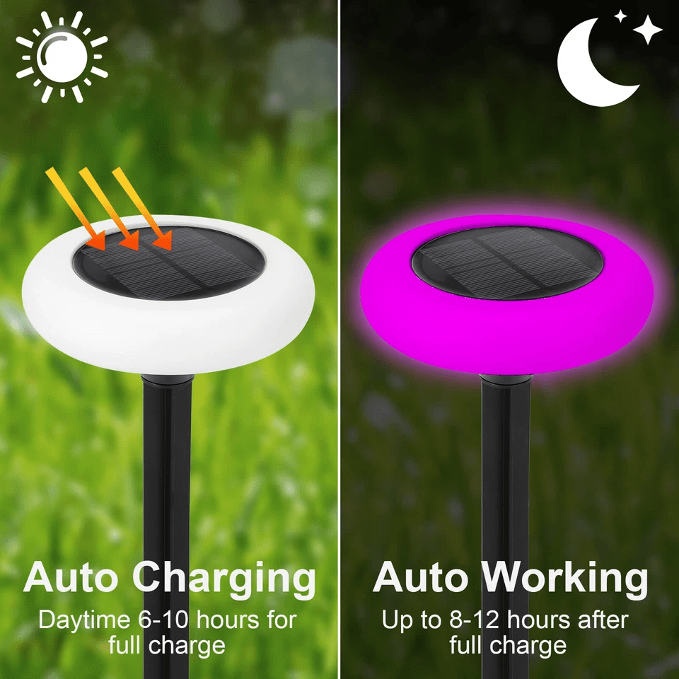 2Pcs Outdoor Solar Pathway Light 7 Color Landscape Lamp For Yard Waterproof LED Garden Lights For C 2