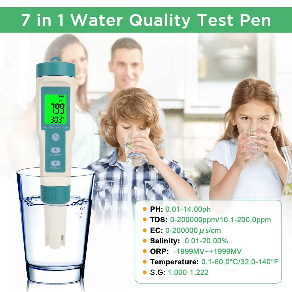 Digital Water Quality Tester Pen PH TDS EC ORP Temp SG Salinity Meter 1