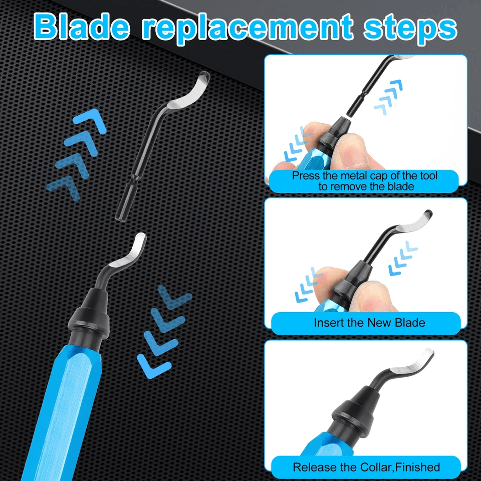 Deburring Tool With 10Pcs HSS Blades Precision Edge Remover For Metal Aluminum Copper Plastic And P 3