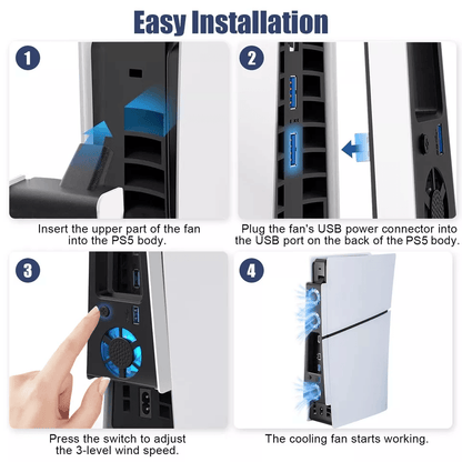 Cooling Fan Cooler External Accessories For PS5 Slim Console With USB  LED 5