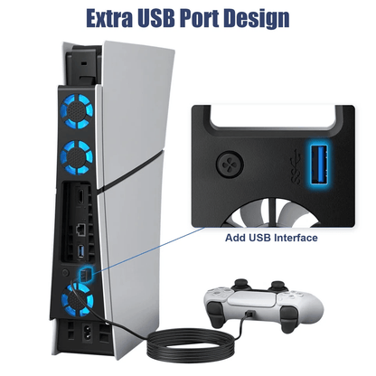 Cooling Fan Cooler External Accessories For PS5 Slim Console With USB  LED 4