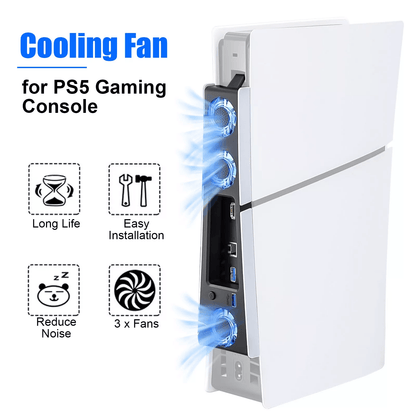 Cooling Fan Cooler External Accessories for PS5 Slim Console with USB & LED