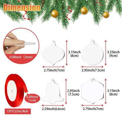 Clear Acrylic Christmas Ornaments Blanks For DIY Holiday Tree Hanging Decor 4