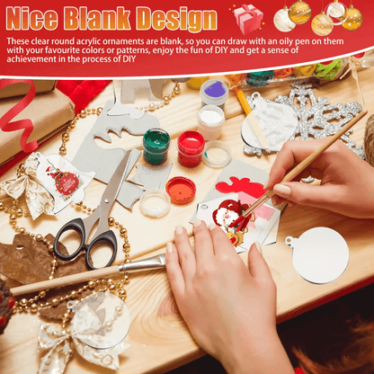 Clear Acrylic Christmas Ornaments Blanks For DIY Holiday Tree Hanging Decor 1
