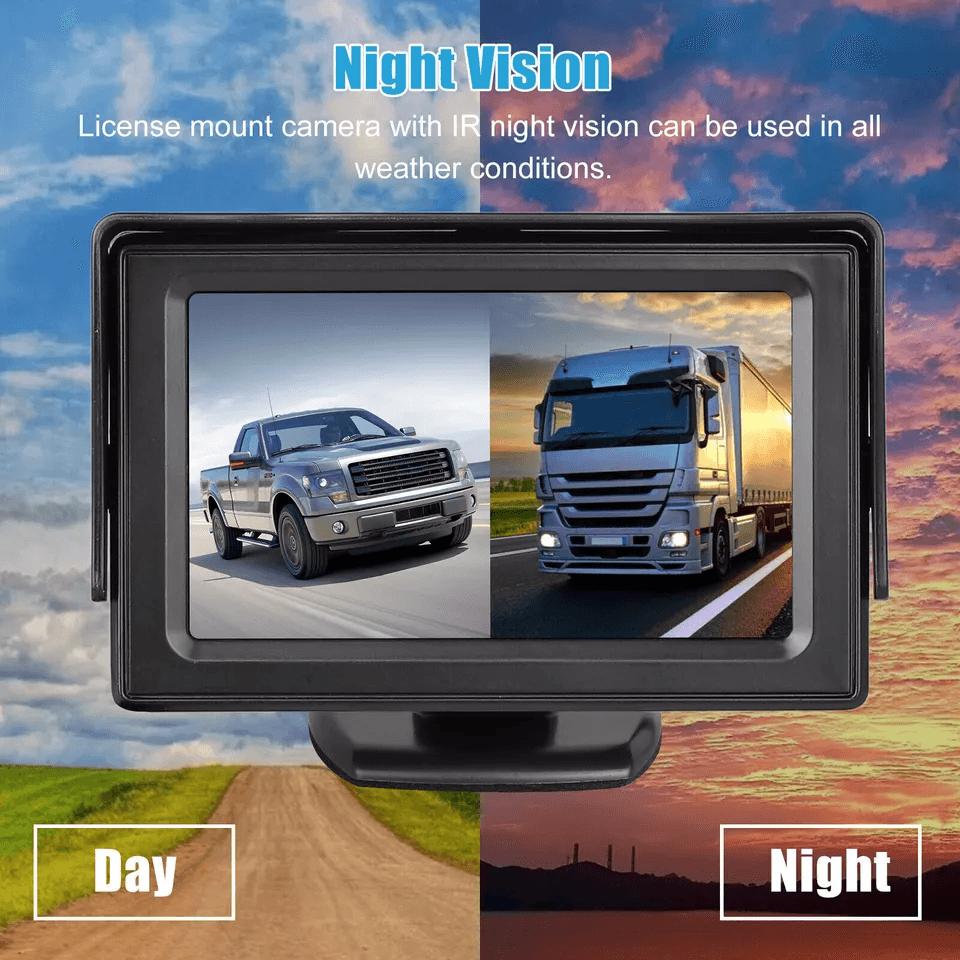 LCD Car Backup Monitor  Waterproof Reversing Camera For Parking Assist 3