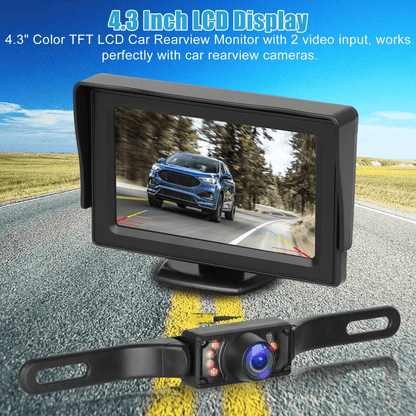 LCD Car Backup Monitor  Waterproof Reversing Camera For Parking Assist 1