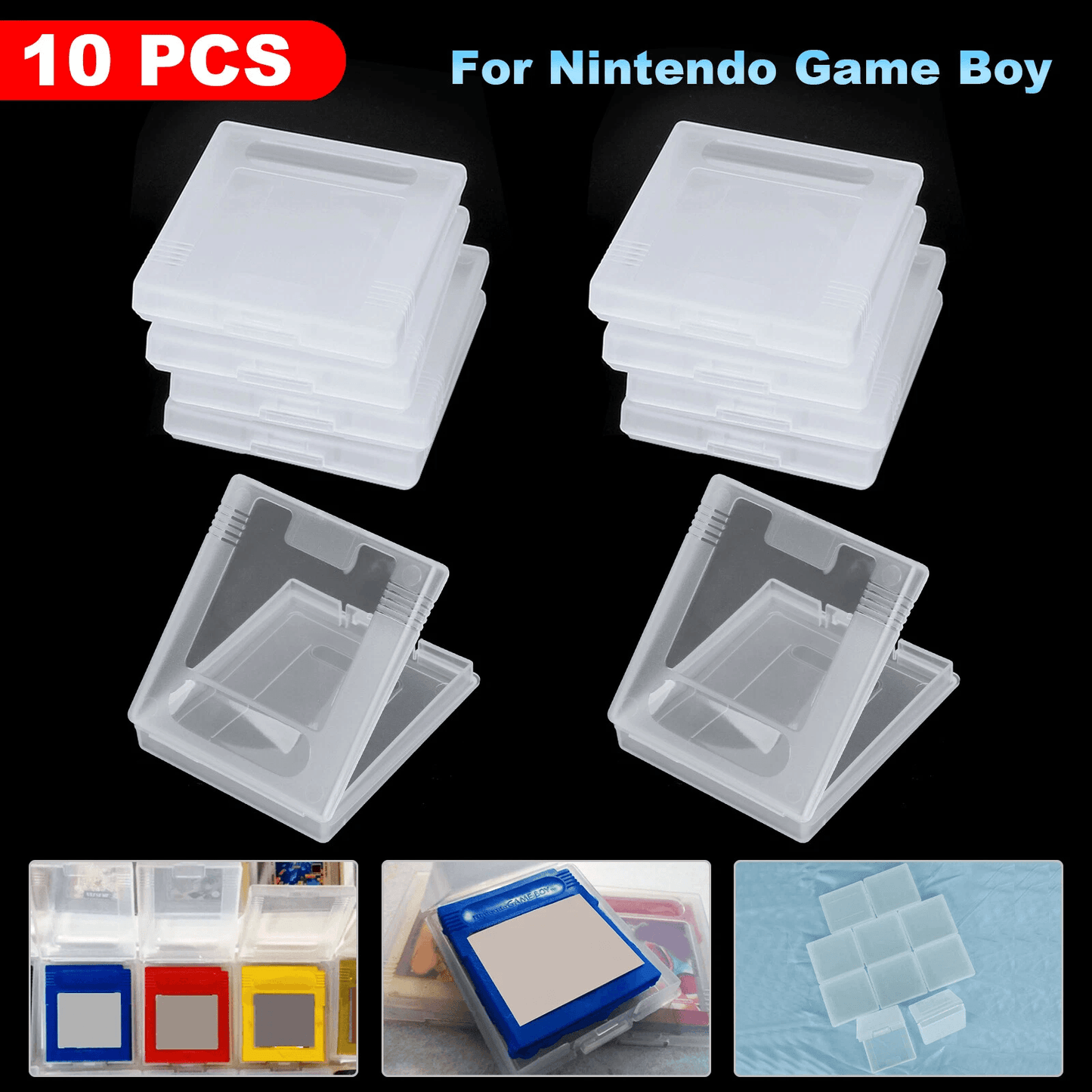 Dustproof Clear Game Cartridge Case for Nintendo Game Boy Color GBC, Protective Storage Holder in Bulk