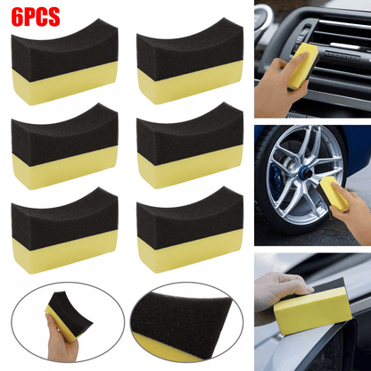 Tire Shine Applicator Pads, Reusable Car Contour Sponges for Gloss, Trim & Wheel Dressing