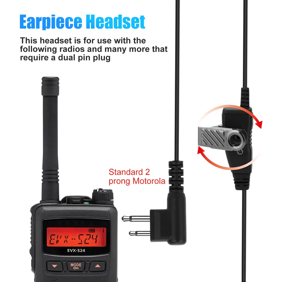 PTT Mic Swivel Earpiece For Motorola CLS1110 Walkie Talkie Headset With 180 Rotation  Large Speaker
