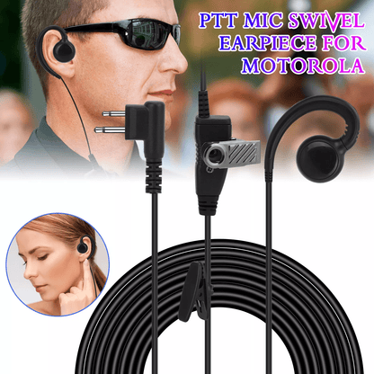 PTT Mic Swivel Earpiece for Motorola CLS1110 Walkie Talkie Headset with 180° Rotation & Large Speaker