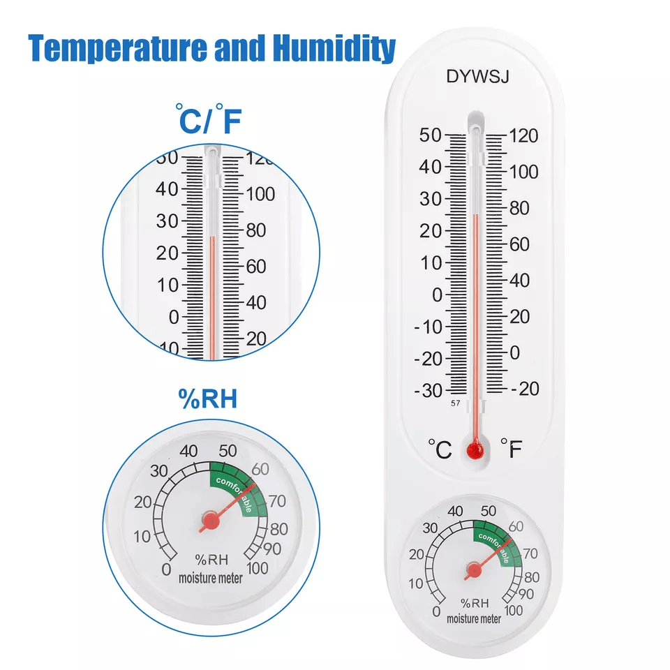 3PCS Wall Thermometer Hygrometer Indoor Outdoor Mount Garden Greenhouse Home Temperature Humidity M 2