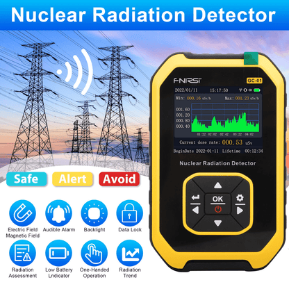 Nuclear Radiation Detector GM Geiger Counter Tube, X-Ray, Beta, Gamma Dosimeter Monitor with LCD Display & Alarm