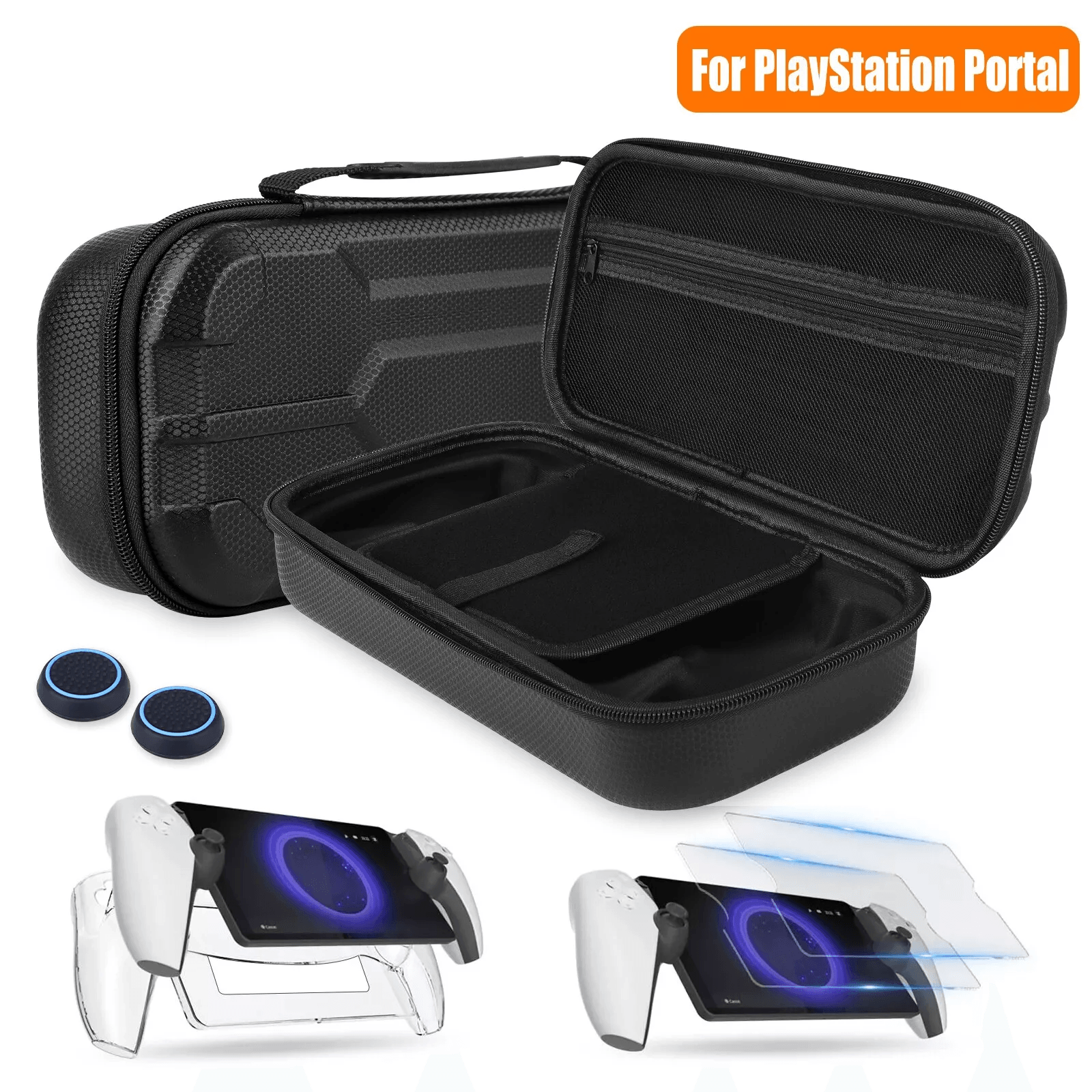 Complete Accessories Bundle for PlayStation Portal Remote Player, Includes Hard Carrying Case, Screen Protectors, Grips