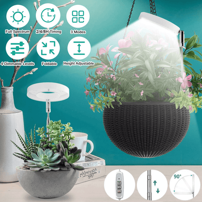 LED Grow Light for Indoor Plants, Full Spectrum Plant Growing Lamp with Dimmable Halo Light for Herbs & Succulents