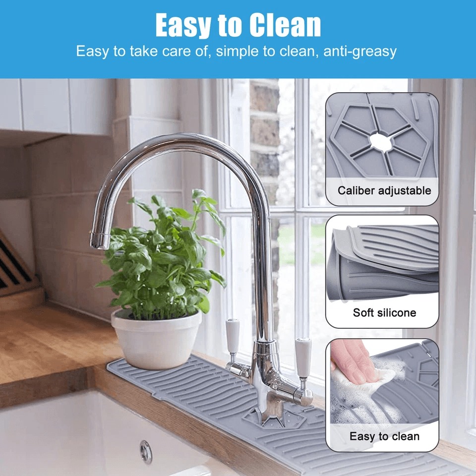 Kitchen Sink Silicone Faucet Drain Pad Splash Guard Drip Catcher Tray For Countertop Water Control  2