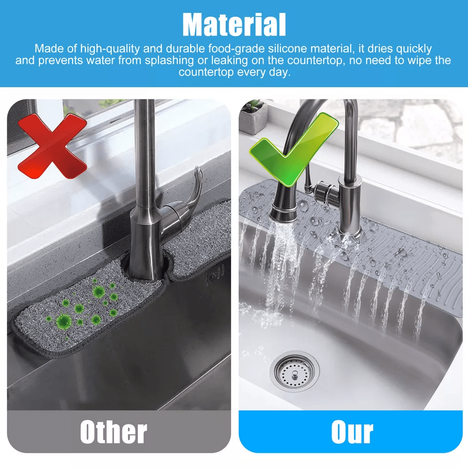 Kitchen Sink Silicone Faucet Drain Pad Splash Guard Drip Catcher Tray For Countertop Water Control  1