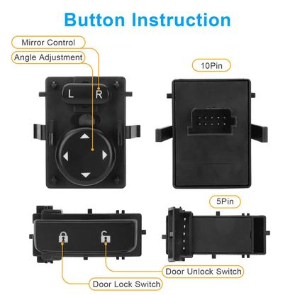 Left Door Lock  Mirror Switch Driver For GMC Sierra  Chevy Silverado 1