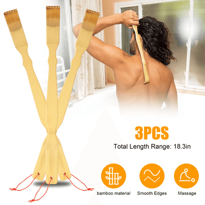 Long Reach Natural Bamboo Back Scratcher Tool, Portable Itch Relief Stick with Hanging Strap, Ergonomic and Durable