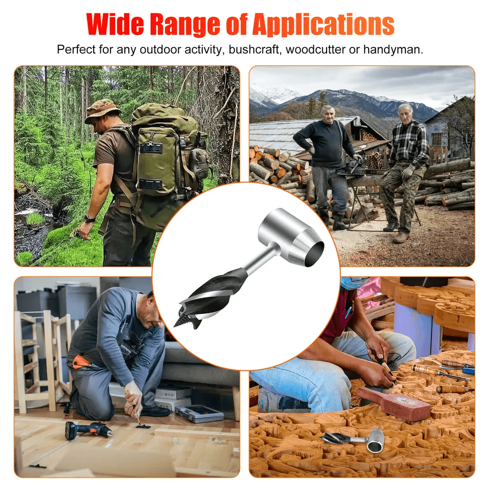 Manual Hand Auger Wrench Outdoor Survival Wood Drill Tool For Bushcraft And Handyman Use 6