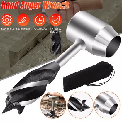 Manual Hand Auger Wrench, Outdoor Survival Wood Drill Tool for Bushcraft and Handyman Use