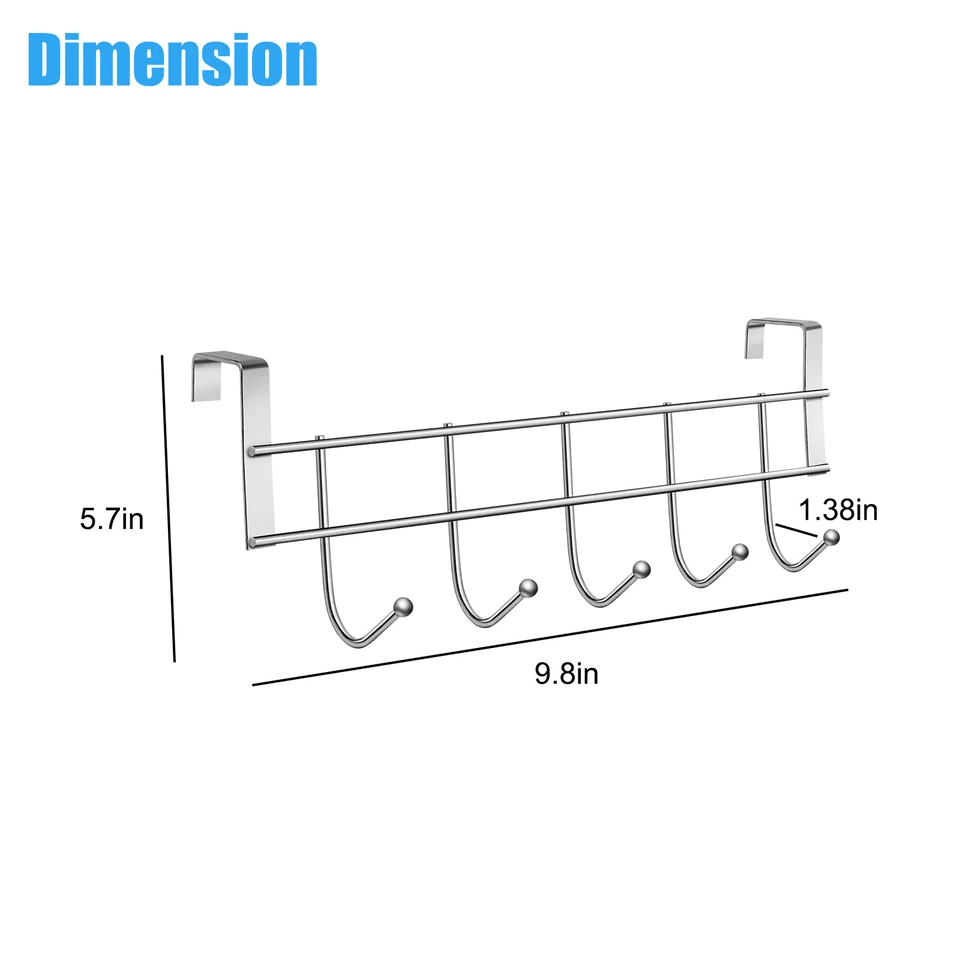 Stainless Steel Over Door Hooks Rack Hanger Bathroom Metal Organizer For Clothes Hats Coats Bags He 7