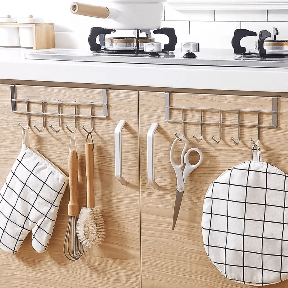 Stainless Steel Over Door Hooks Rack Hanger Bathroom Metal Organizer For Clothes Hats Coats Bags He 2