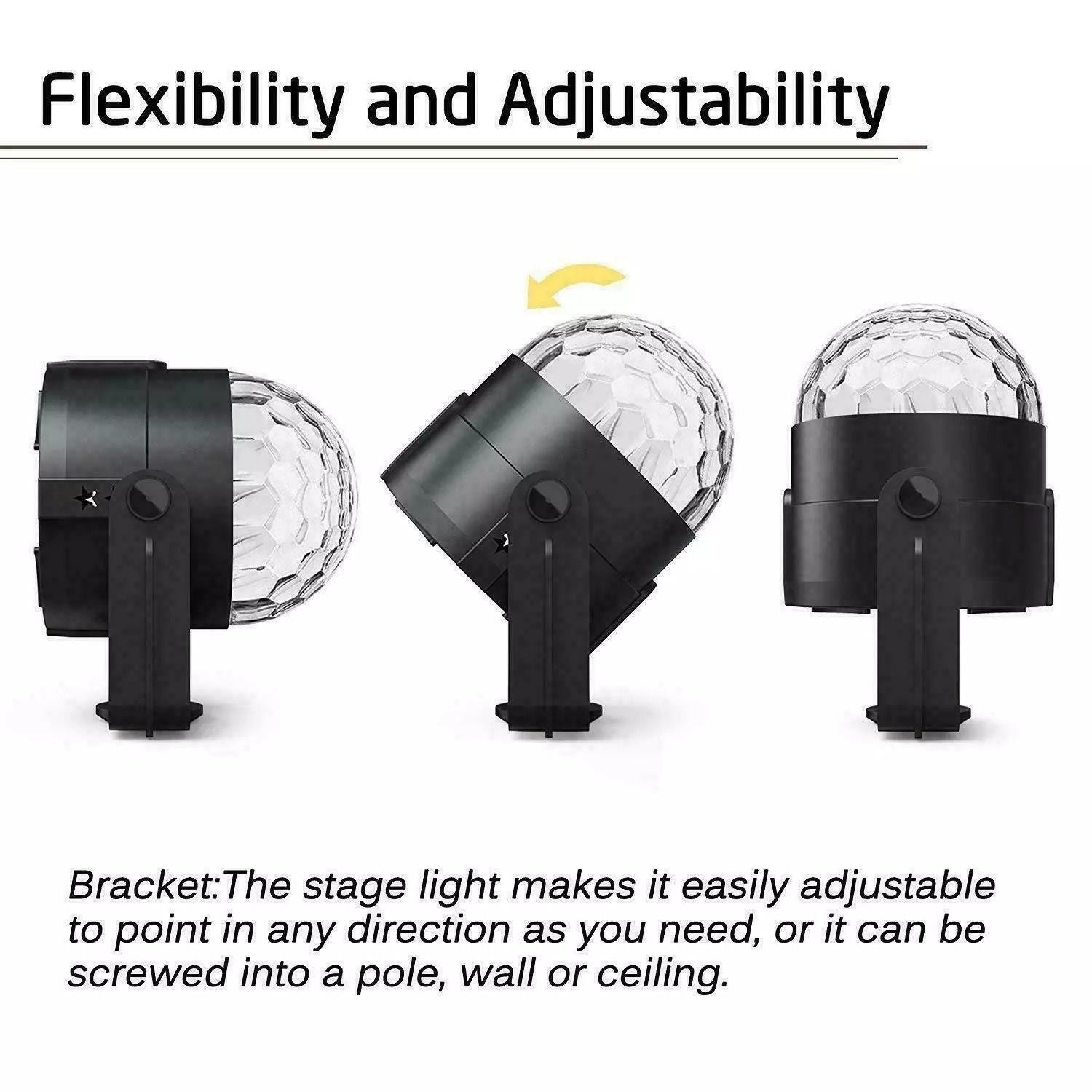Disco Party Lights Strobe LED DJ Ball Sound Activated Bulb For Dance Wall  Ceiling Decoration 9