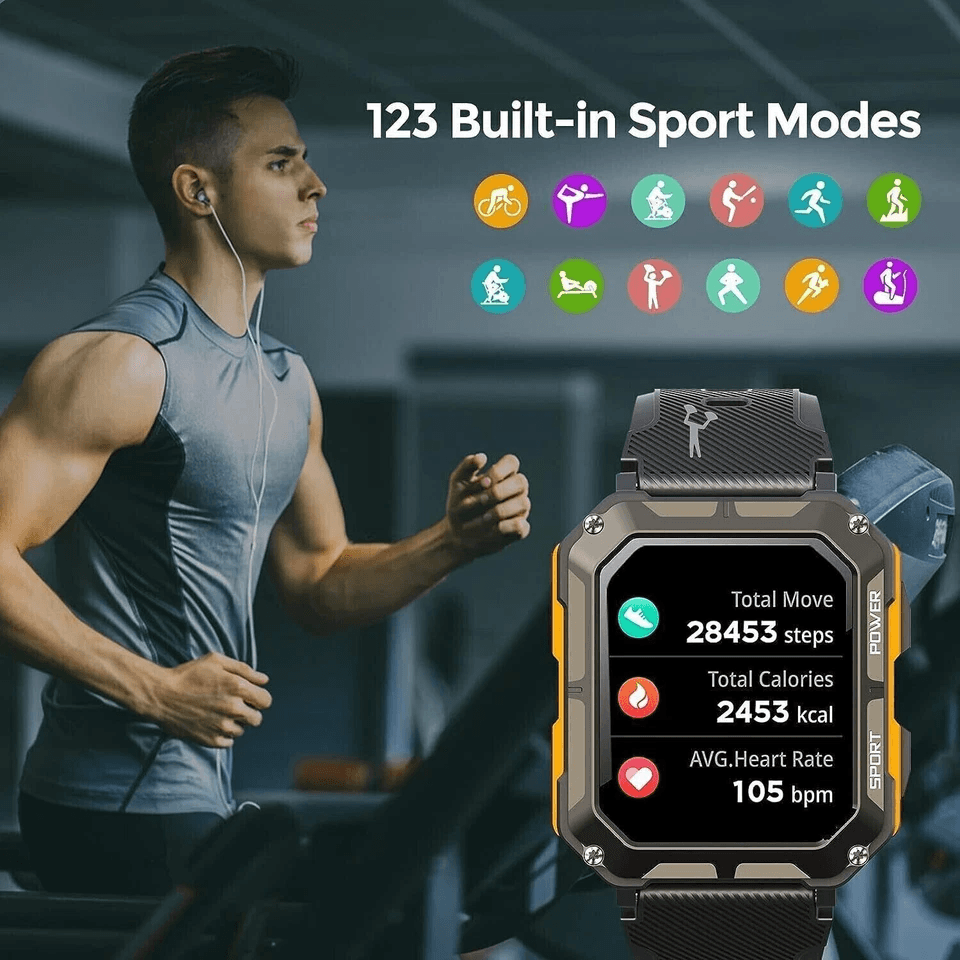 New Blood Pressure Smart Watch Men Military Fitness Tracker Bluetooth Call Wristwatch 3