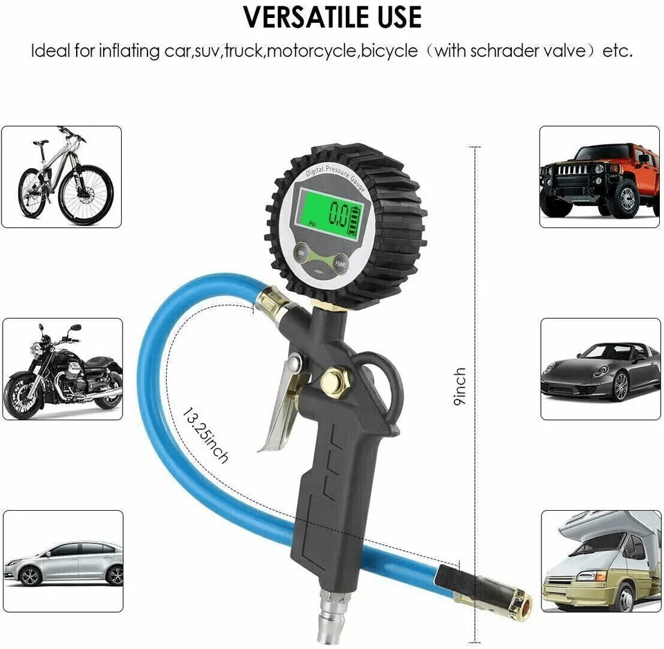 Portable LCD Air Tire Inflator Gun With Pressure Gauge For Car Truck Bike 2
