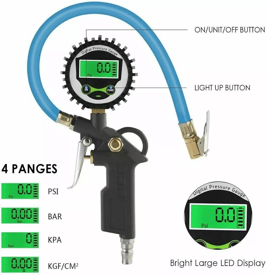Portable LCD Air Tire Inflator Gun With Pressure Gauge For Car Truck Bike 1