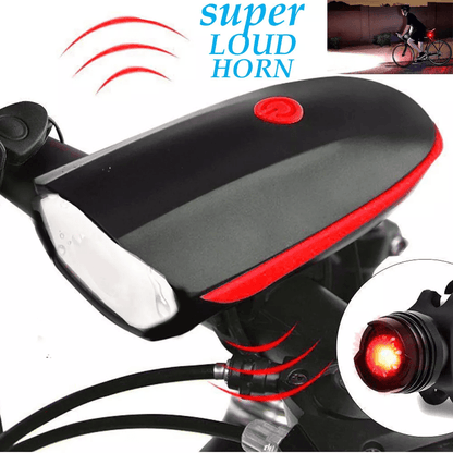 Super Bright USB LED Bike Light Rechargeable Headlight  Taillight Set Waterproof Loud Horn 1