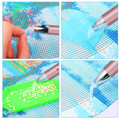 Diamond Painting Drill Pen With LED Light USB Rechargeable DIY Embroidery Tool With 5 Replaceable H 2
