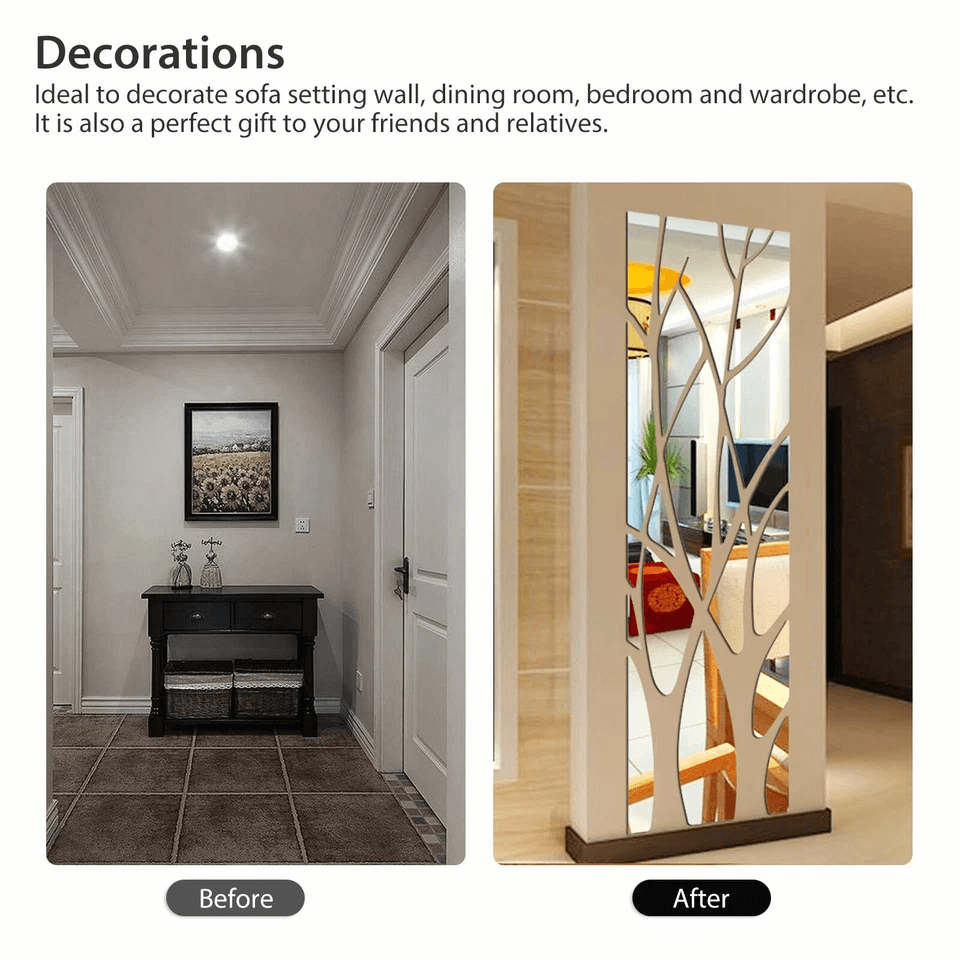 3D DIY Mirror Wall Stickers  Removable Acrylic Mural Decals For Home  Bedroom Decor 2