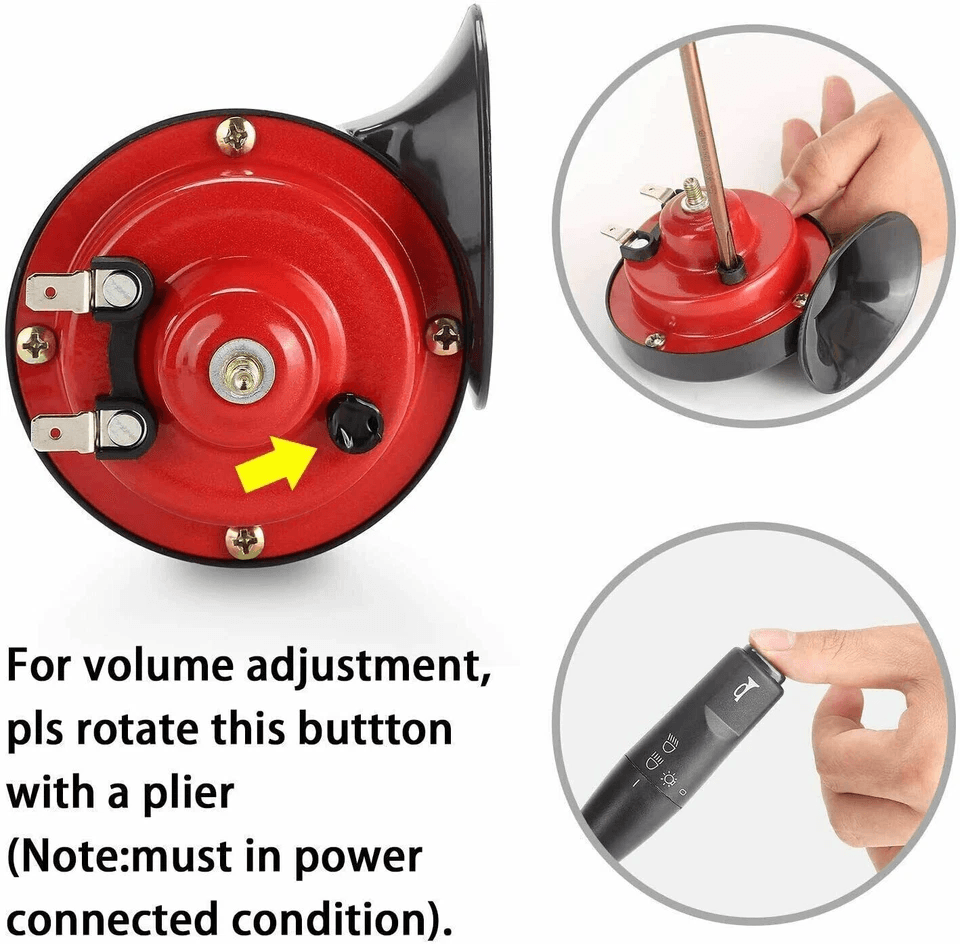 Super Loud Train Horn Waterproof For Motorcycle Car Truck Boat Compact Red Snail Horn With BuiltIn  7