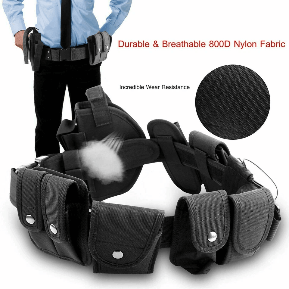 Tactical Police Duty Belt Nylon Utility Kit Security Guard Equipment Pouch System Black 3