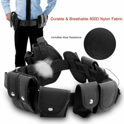 Tactical Police Duty Belt Nylon Utility Kit Security Guard Equipment Pouch System Black 3