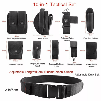 Tactical Police Duty Belt Nylon Utility Kit Security Guard Equipment Pouch System Black 1