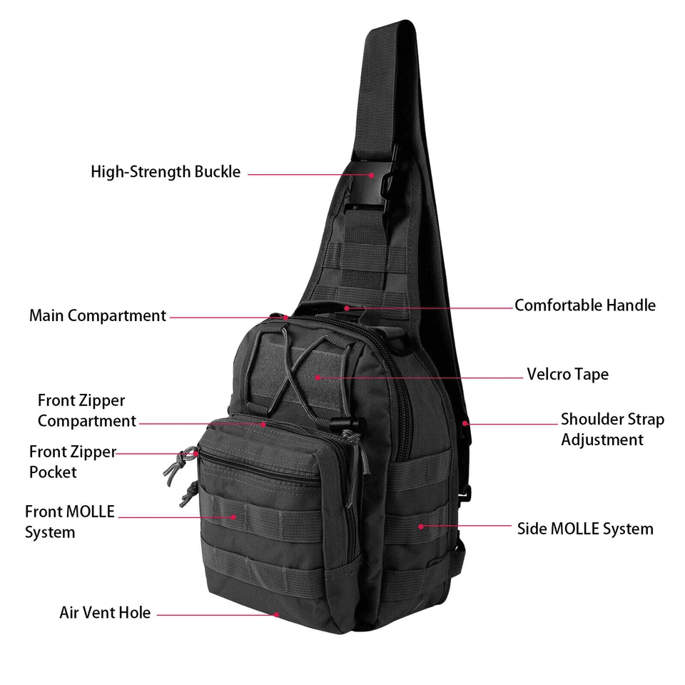 Men Backpack Tactical Sling Bag Chest Shoulder Fanny Pack Cross Body Molle Pouch For Hiking Travel  4