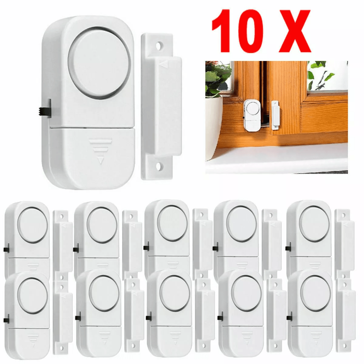 10 Pack Wireless Home Window Door Burglar Security Alarm System with Magnetic Sensors