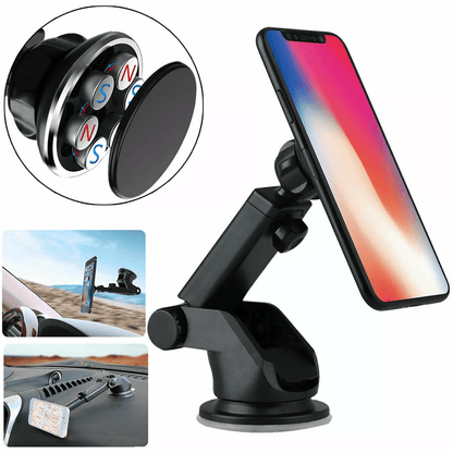 Universal Magnetic Car Mount Holder,360 Adjustable Suction Stand for Windshield and Dashboard Compatible with Cell Phone