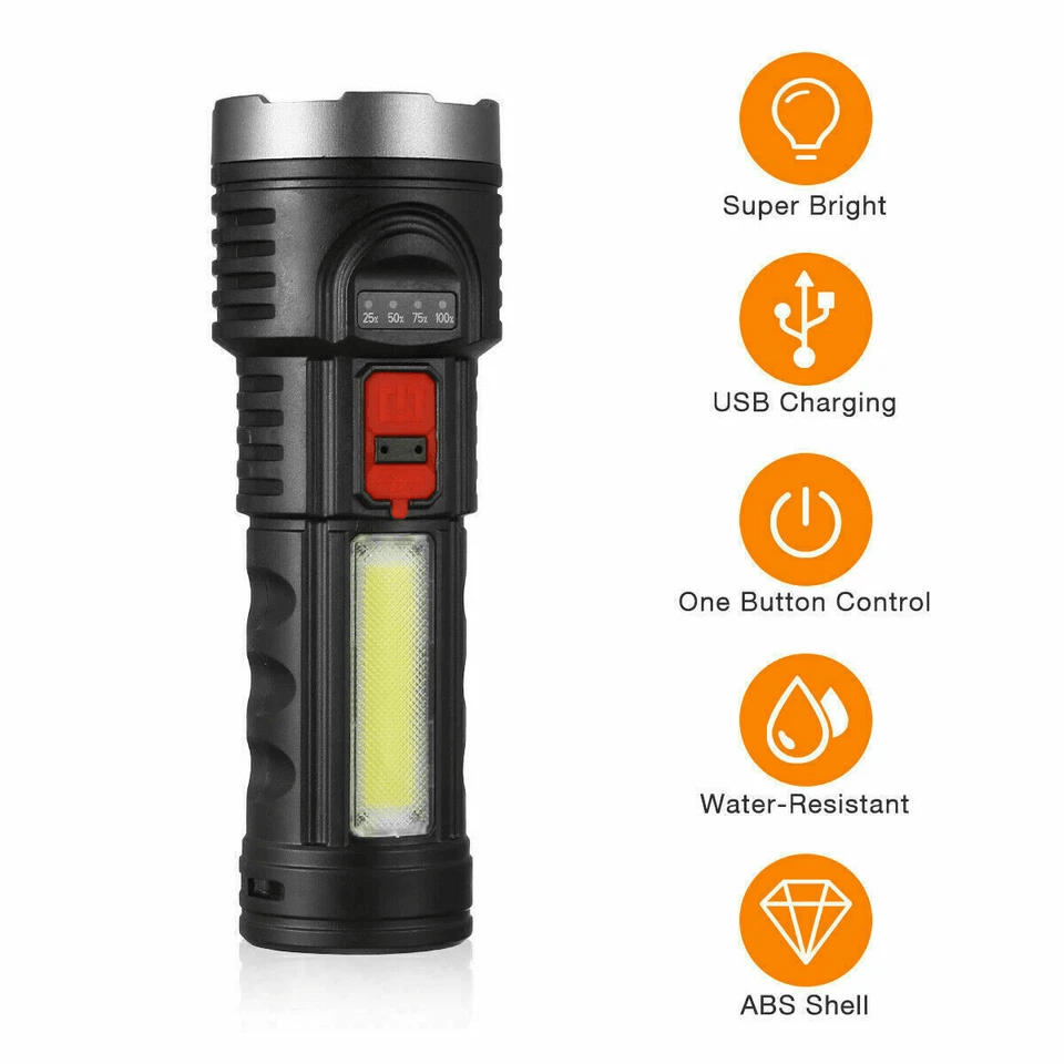 LED Torch Tactical Flashlight USB Rechargeable Magnetic Car Mount Holder Waterproof Ideal For Campi 4