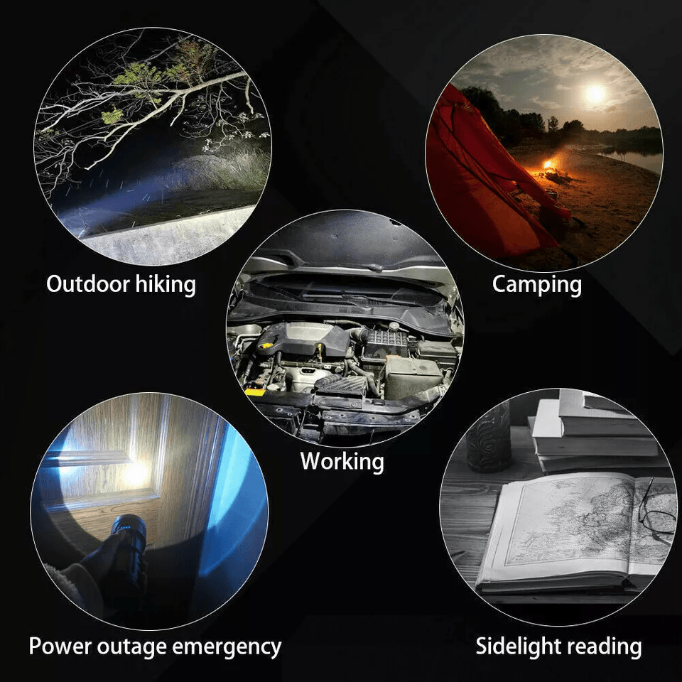 LED Torch Tactical Flashlight USB Rechargeable Magnetic Car Mount Holder Waterproof Ideal For Campi 1