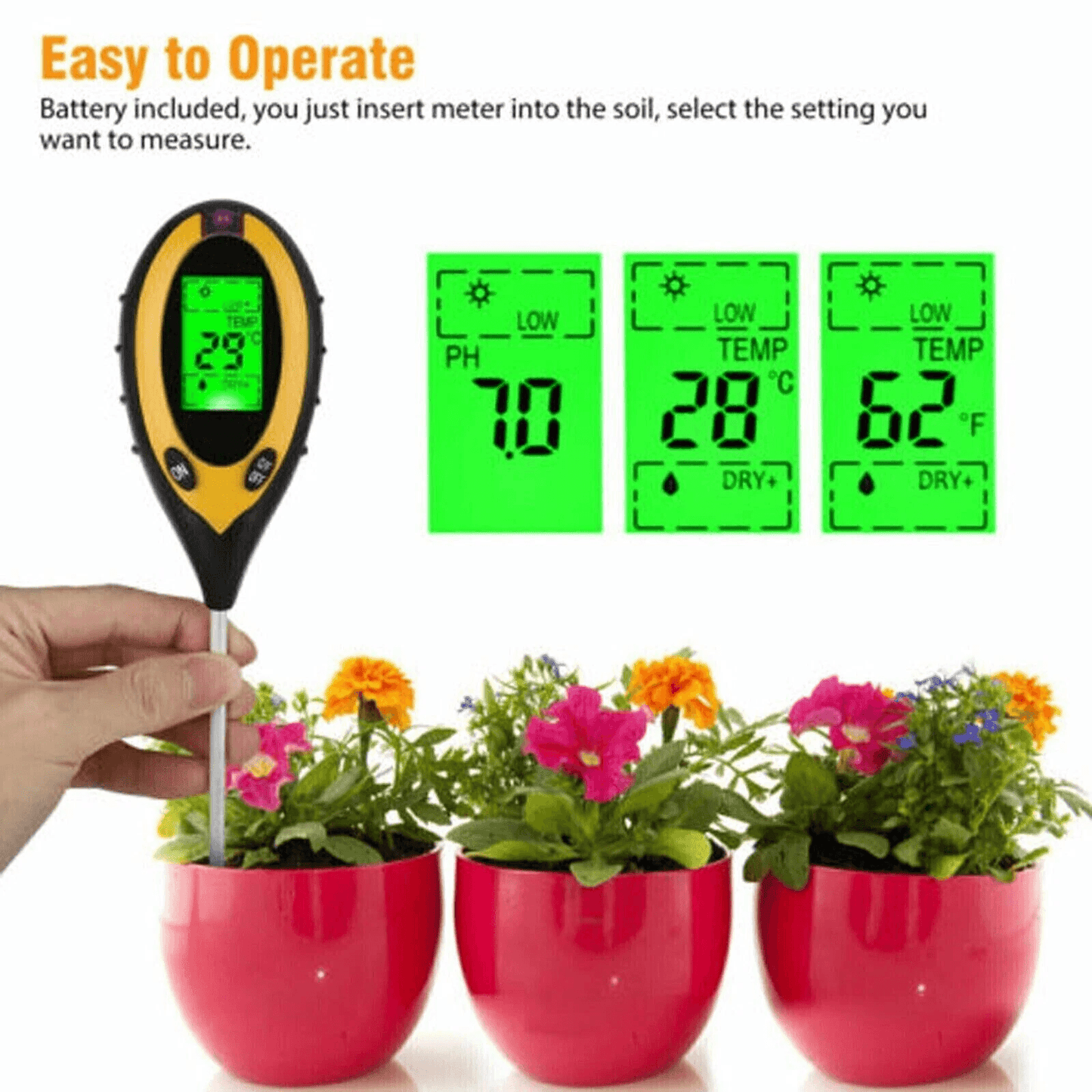 4 In 1 PH Tester Soil Moisture  Light Test Meter For Garden Plant Seeding Accurate Soil Meter For L 5