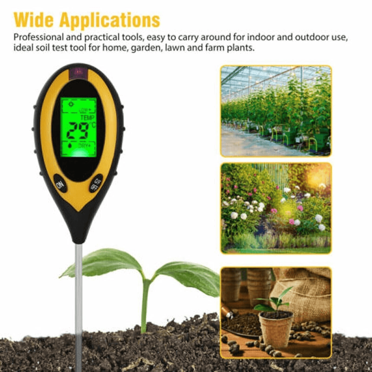 4 In 1 PH Tester Soil Moisture  Light Test Meter For Garden Plant Seeding Accurate Soil Meter For L 7