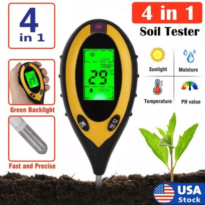 4 in 1 PH Tester Soil, Moisture & Light Test Meter for Garden Plant Seeding, Accurate Soil Meter for Lawn, Farm & Indoor