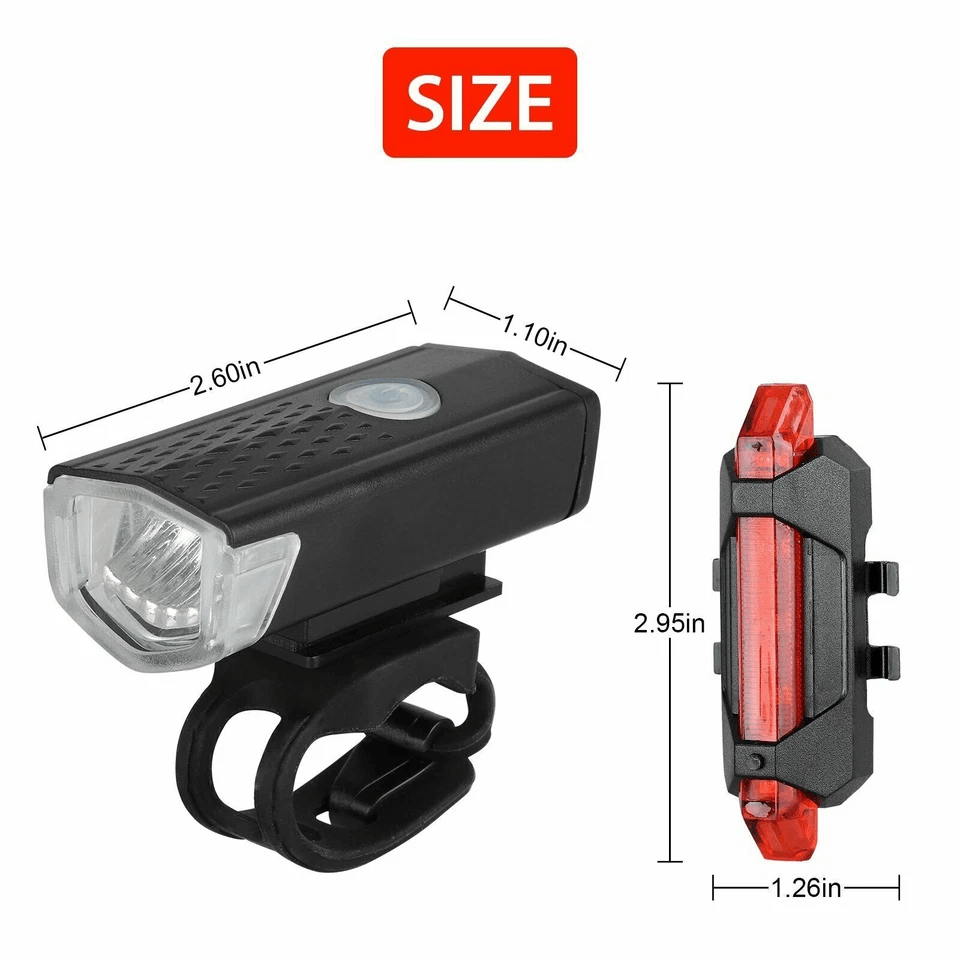 USB Rechargeable LED Bicycle Headlight  Tail Light Set Cycling Lamp 3