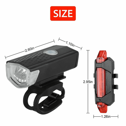 USB Rechargeable LED Bicycle Headlight  Tail Light Set Cycling Lamp 3