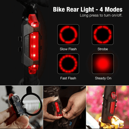Cycling Front Rear Lamp Set USB Rechargeable LED Bike Headlight  Taillight With Multiple Modes 4