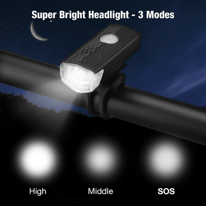 Cycling Front Rear Lamp Set USB Rechargeable LED Bike Headlight  Taillight With Multiple Modes 5